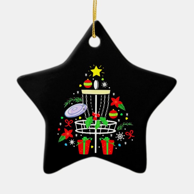 Adorno De Cerámica Disk Golf Frisbee Christmas Ornament Tree Funny (Frente)