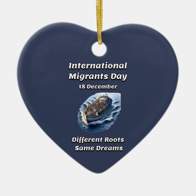Adorno De Cerámica Distintas Raíces, Mismos Sueños. Día del Inmigrant (Frente)