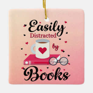 Adorno De Cerámica Distraído fácilmente por libros