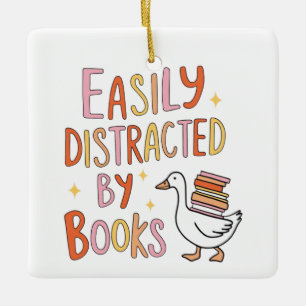 Adorno De Cerámica Distraído fácilmente por libros