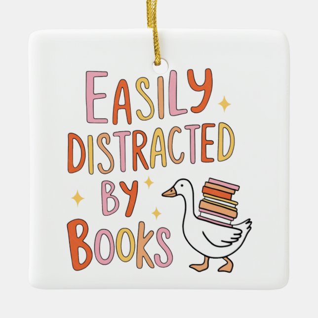 Adorno De Cerámica Distraído fácilmente por libros (Anverso)