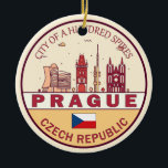 Adorno De Cerámica Distrito de Praga República Checa<br><div class="desc">Diseño de arte minimalista y colorido de Praga con monumentos y monumentos de la ciudad en la República Checa.</div>
