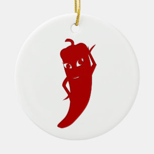 Adorno De Cerámica Diva de Pimiento Picante Rojo