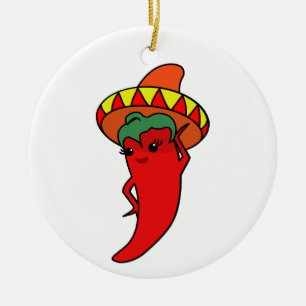 Adorno De Cerámica Diva del Pimiento Kawaii Caliente