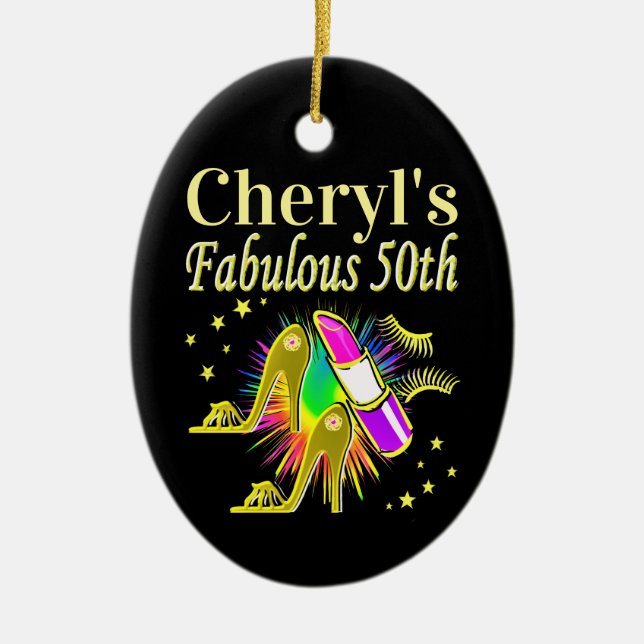 ADORNO DE CERÁMICA DIVA PERSONALIZADO 50 Y FABULOUS (Frente)