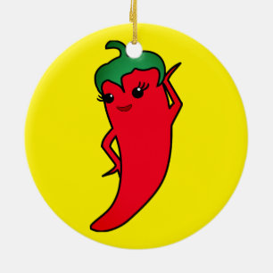Adorno De Cerámica Diva Pimienta Roja y Caliente Kawaii