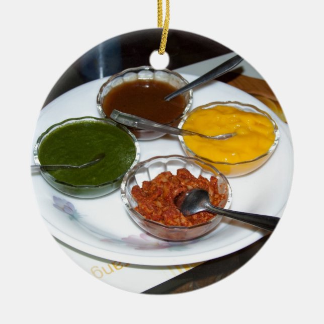 Adorno De Cerámica Diversas especias indias en cuencos (Frente)