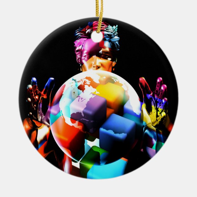 Adorno De Cerámica Diversidad cultural en la mano de obra y el (Frente)