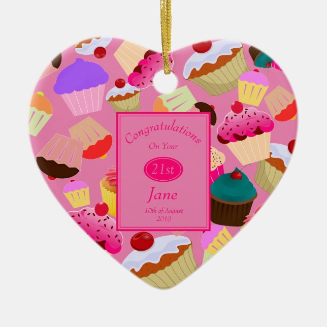 Adorno De Cerámica Diversión, pastel rosa brillante Cualquier regalo  (Frente)