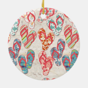 Adorno De Cerámica Diversos chanclos en la arena, únicos