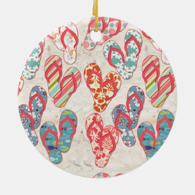 Adorno De Cerámica Diversos chanclos en la arena, únicos (Atrás)