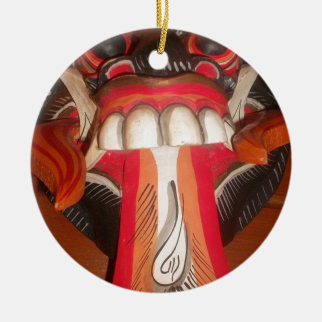 Adorno De Cerámica Divertida máscara rara de la lengua rara (Frente)