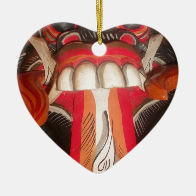 Adorno De Cerámica Divertida máscara rara de la lengua rara (Frente)