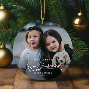 Adorno De Cerámica Divertida Traviesa La Buena Lista Foto Navidad
