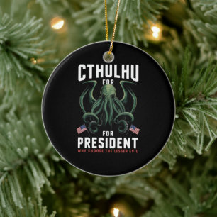 Adorno De Cerámica Divertidas elecciones 2024 Cthulhu para Presidente