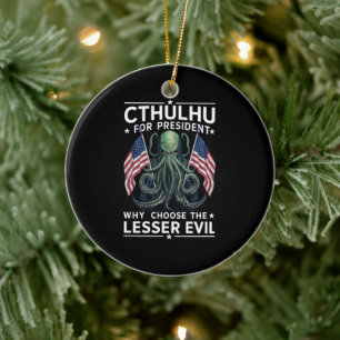 Adorno De Cerámica Divertidas elecciones 2024 Cthulhu presidente