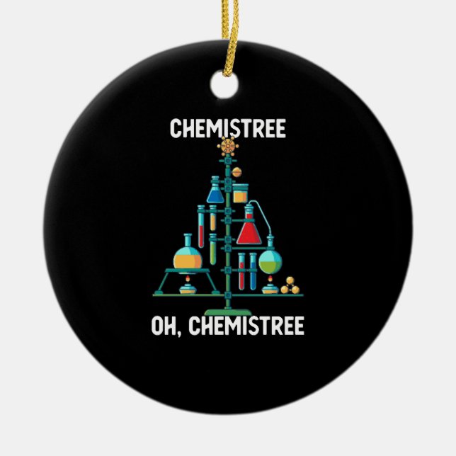 Adorno De Cerámica Divertido árbol de Navidad de química química (Frente)