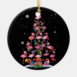 Adorno De Cerámica Divertido árbol de Navidad Flamingo