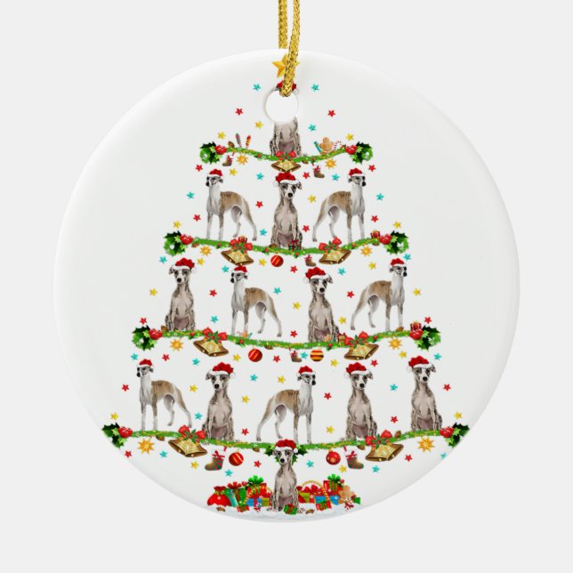 Adorno De Cerámica Divertido árbol de navidad navideño iluminando San (Frente)