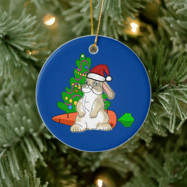 Adorno De Cerámica Divertido Bunny Santa (Árbol)