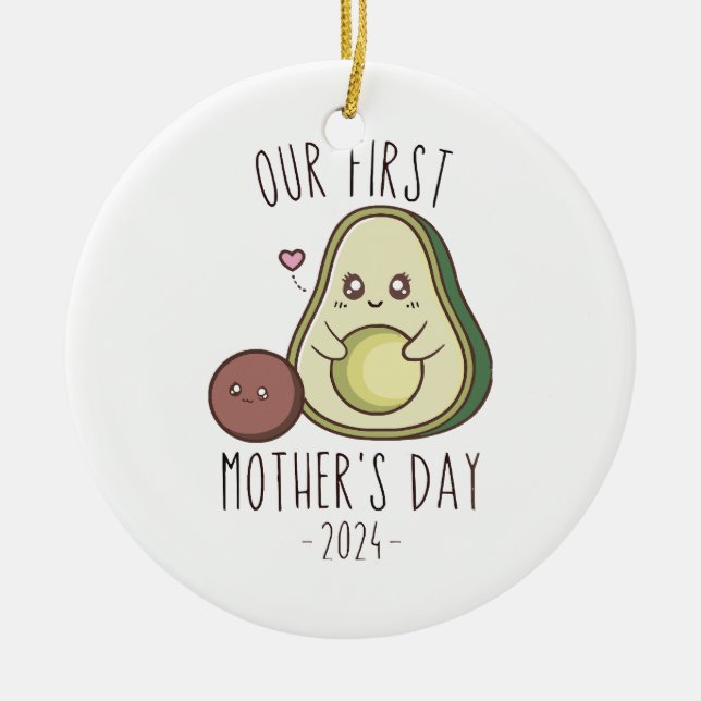 Adorno De Cerámica Divertido el primer día de nuestra madre (Frente)