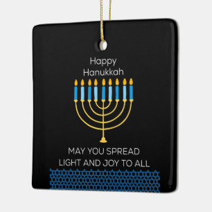 Adorno De Cerámica Divertido Feliz Hanukkah Lindo Azul Chanukah Único