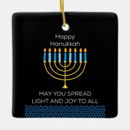 Adorno De Cerámica Divertido Feliz Hanukkah Lindo Azul Chanukah Único