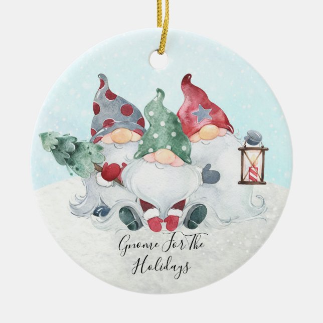 Adorno De Cerámica Divertido Gnome Cute Para Los Navidades De Vacacio (Frente)