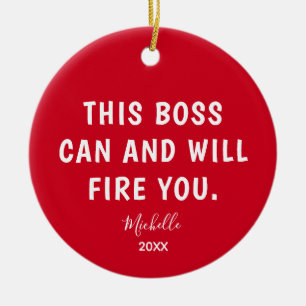 Adorno De Cerámica Divertido jefe rojo Navidades de año personalizad