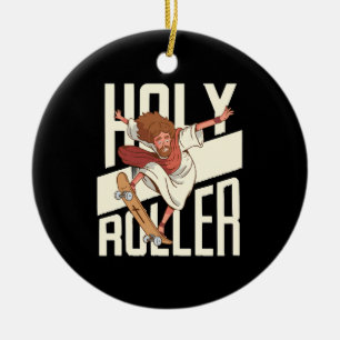 Adorno De Cerámica Divertido Jesús de Patineta Holy Roller