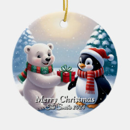 Adorno De Cerámica Divertido, lindo, moderno foto familiar de Navidad