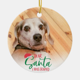 Adorno De Cerámica Divertido Mascota Foto de Santa I enmarcada