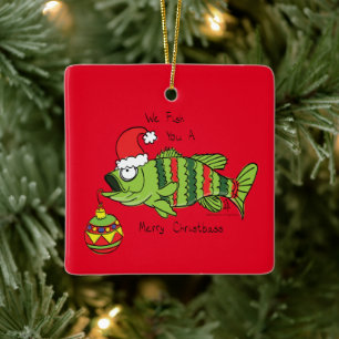 Adorno De Cerámica Divertido Navidad Personalizado de pescado crudo