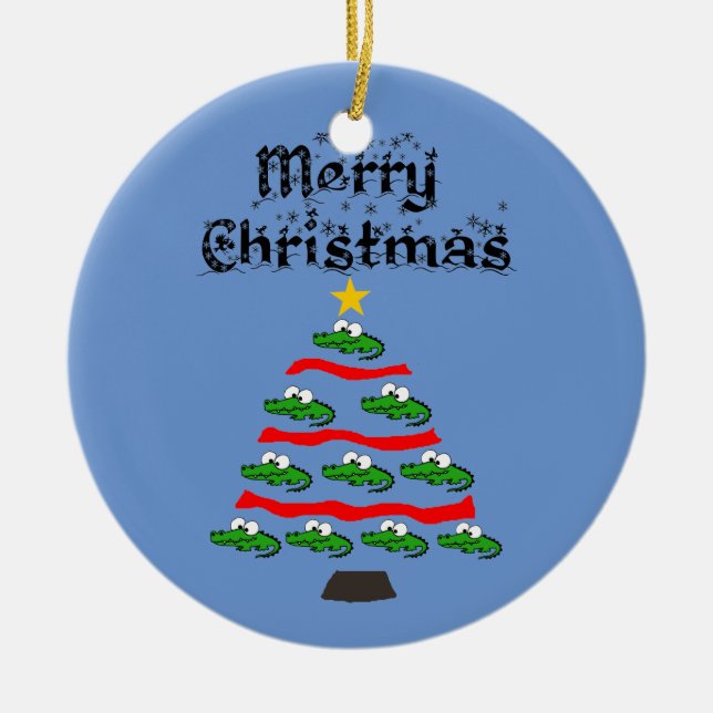 Adorno De Cerámica Divertido Personalizado de árbol de Navidad (Frente)