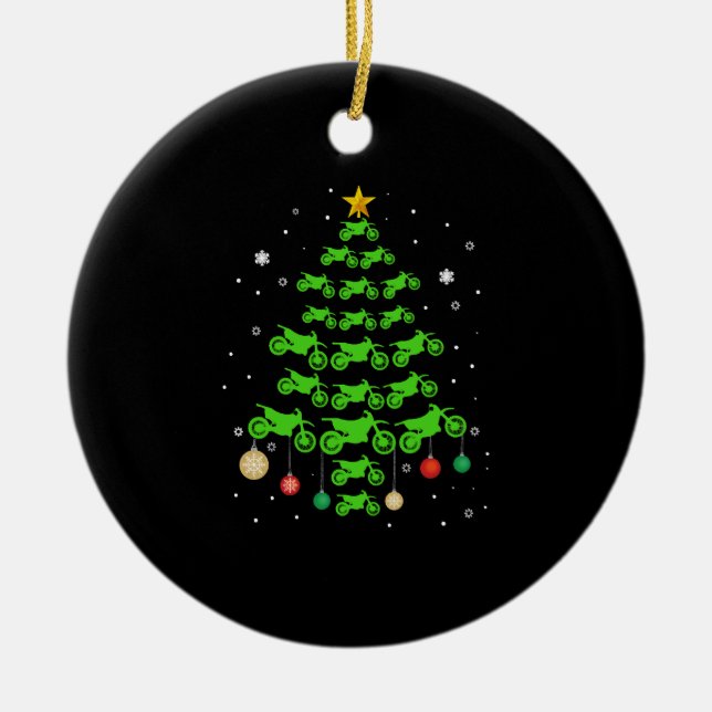 Adorno De Cerámica Divertido regalo navideño de Navidad para motoc (Frente)