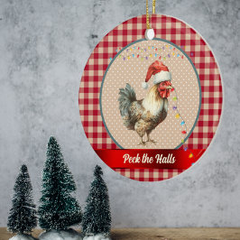 Adorno De Cerámica Divertido Rooster Llama a los Navidades de los ves