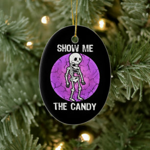 Adorno De Cerámica Divertido Show Me The Candy Halloween Dry Skeleton