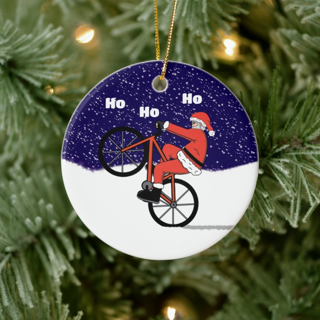 Adorno De Cerámica Divertido Wheeling Santa Claus Cycling (Árbol)