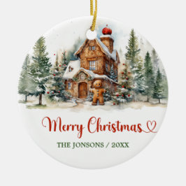 Adorno De Cerámica Divertido y divertido acuarela jengibre invierno b