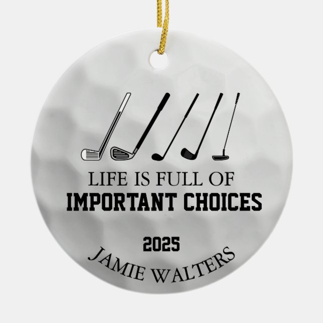 Adorno De Cerámica Divertidos Navidades De Golf, Divertidos Regalos D (Frente)