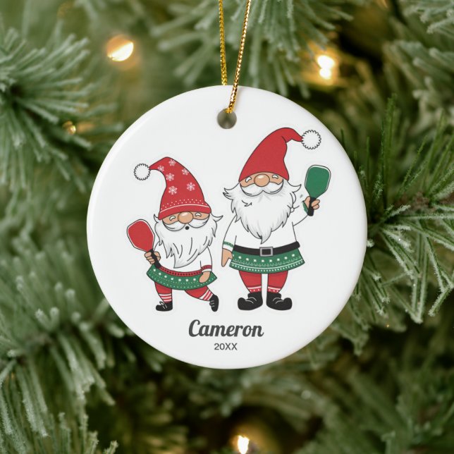 Adorno De Cerámica Divertidos Navidades Pickleball Gnomes, tu foto te (Árbol)