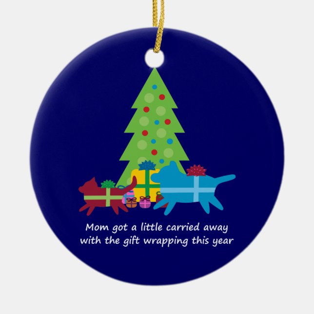 Adorno De Cerámica Divertidos regalos de Navidad para perros y gatos (Frente)