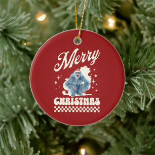 Adorno De Cerámica Diviértete con el Yeti de Navidad Humor Festivo