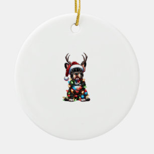 Adorno De Cerámica Diviértete con French Bulldog Navidad sombrero de 