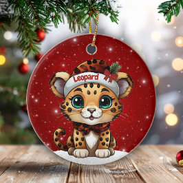 Adorno De Cerámica Diviértete Leopardo Rojo Brillo Amante de la Impre