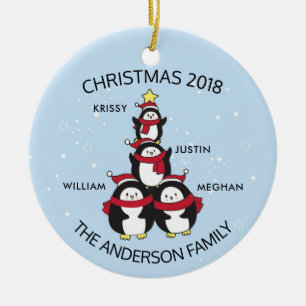 Adorno De Cerámica Diviértete Navidad Familia Personalizada De 4 Ping