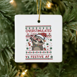 Adorno De Cerámica Diviértete Navidad Sobrestimulado y Festivo Mapach