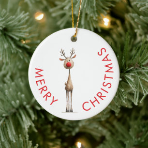 Adorno De Cerámica Diviértete Reno Caprichoso Feliz Navidad