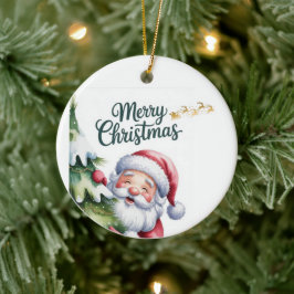 Adorno De Cerámica Diviértete Santa Lindo con Árbol y Tipografía