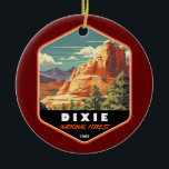 Adorno De Cerámica Dixie National Forest Utah Travel Art Vintage<br><div class="desc">Diseño artístico de vectores del bosque nacional Dixie. El bosque nacional más grande de Utah,  se extiende a lo largo de la brecha entre la Gran Cuenca y el río Colorado.</div>